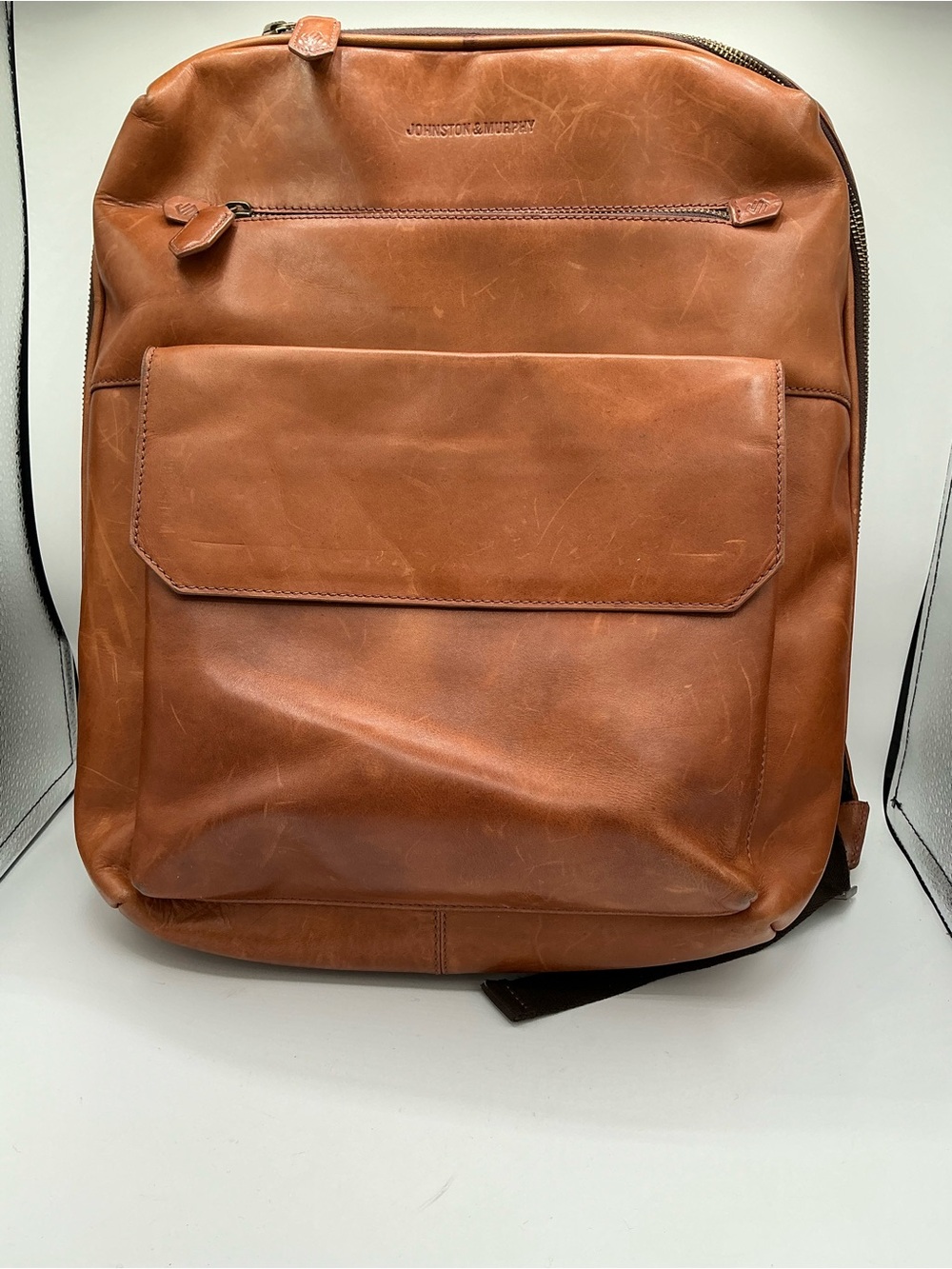 Johnston & Murphy Rhodes Men's Leather Backpack - Cognac Brown
